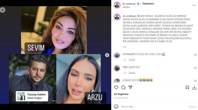 nihat dogan gizlice evlendi esi uc aylik hamile